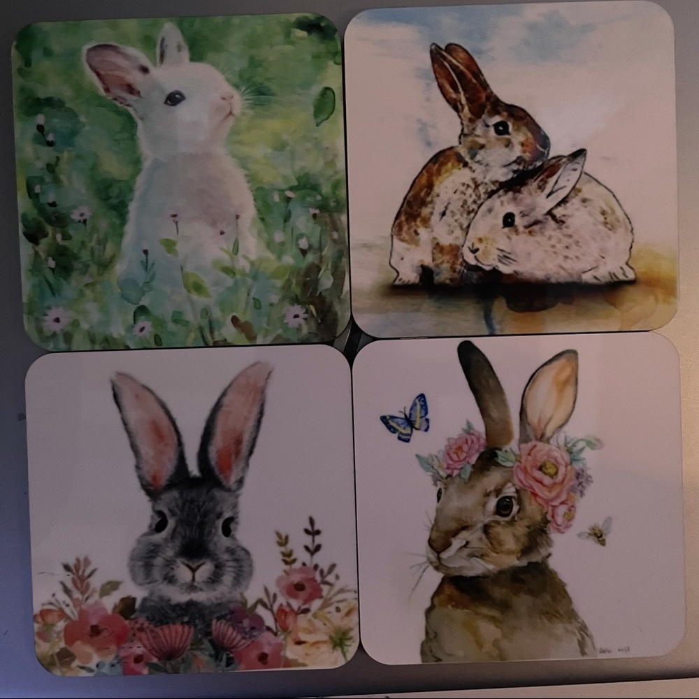 4 piece Bunny coaster set
